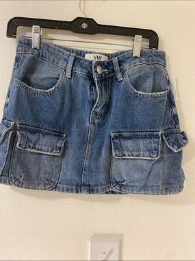 YMI Blue Denim Cargo Mini Skirt with Flap Pockets